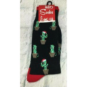 Christmas Socks "Christmas Cactus" Men's Crew Socks Shoe Size 7-12